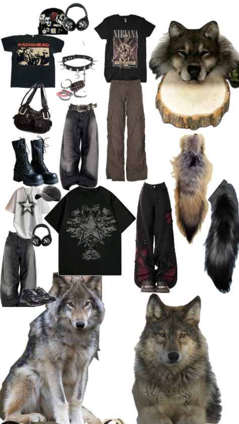 Coyote Therian Outfit, Werewolf Aesthetic Outfit, Wolf Inspired Outfits, Werewolf Outfit, Therian Outfits, Coyote Tail, Wolf Therian, Halloween Werewolf, Werewolf Girl