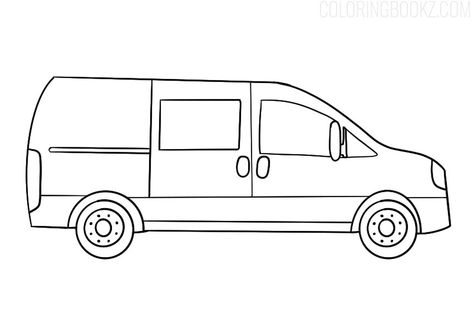 Minivan Coloring Page - Coloring Books Improv Quilts, Cars Coloring Pages, Colouring Page, Minivan, Drawing Base, Mini Van, Downloadable Art, Free Coloring, Coloring Page