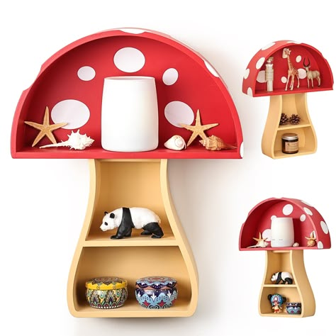 PRICES MAY VARY. 🍄Mushroom Enthusiast's Dream: An essential addition for every mushroom decor lover, making your space enchantingly woodland-inspired. Maximize space and display treasured items, this Fungi Fun mushroom shelf could be hang on the wall or stand on the table. 🍄DIY White Dot: Our DIY round stickers allow you to personalize the mushroom's background white-dots layout. Get creative! The mushroom Shelf comes Pre-installed, no Further Installation Needed! 🍄Unique Design: Picture this Mushroom Bathroom, Cottage Core Room Decor, Mushroom Room Decor, Ivy Bedroom, Mushroom Bedroom, Mushroom Room, Mushroom Shelf, Wall Decor For Nursery, Bathroom Cottage