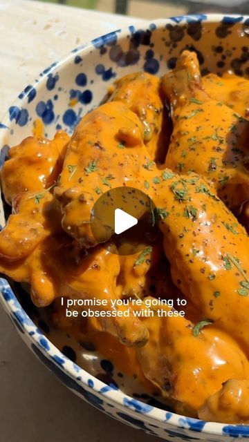 Stephanie Alvarado Engøy on Instagram: "CREAMY BUFFALO WINGS🍗

This might be my new favorite wing flavor🙌 They’re saucy, a little spicy, and the texture is incredible. I added kewpie mayo, which may seem a little weird, but it’s a must, trust me!

Full recipe details are listed below. Like + save this post to make as your next party appetizer!
__

Oven-Baked Creamy Buffalo Wings
2 servings
1 hr 15 mins 
 
For the wings —
2 lbs chicken wings (about 18 wings)
1 tbsp neutral oil
1 tsp salt
1/2 tsp black pepper
1/2 tsp garlic powder
1/2 tsp onion powder
1/2 tsp baking powder 
Cooking spray

For the lemon pepper butter —
1/4 c butter, softened
2 tsp kewpie mayo
1/4 c buffalo sauce 

Serve with — dried or fresh parsley and ranch or blue cheese for dipping
 
— 

Preheat your oven to 425 degrees Buffalo Wing Sauce Recipe Easy, Saucy Chicken Wings, Wings Sauce Recipe Easy, Buffalo Wings Sauce Recipe, Kewpie Mayo, Party Wings, Wing Sauce Recipes, Wings Recipe Buffalo, Buffalo Wing Sauce