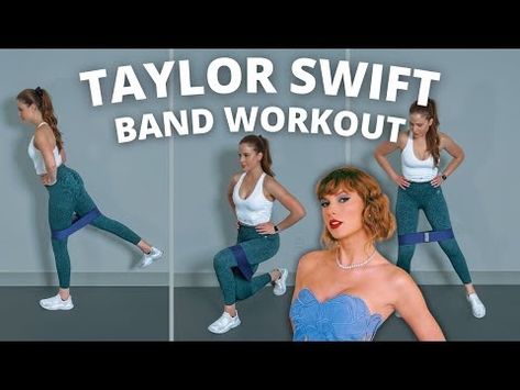 10 Minute Resistance Band Taylor Swift Workout | Leg and Glute Workout At Home | No Repeat Exercises - YouTube Taylor Swift Walking Workout, Taylor Swift Exercise Routine, Taylor Swift Workout Routine, Taylor Swift Treadmill Strut, Taylor Swift Posture, Taylor Swift Workout, Leg And Glute Workout, Band Workout, Resistance Band