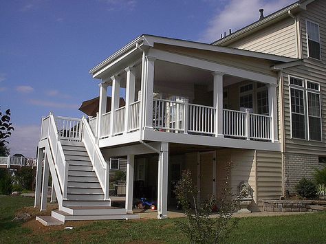 Shed style roof over deck by deckmd, via Flickr Deck With Shed Roof, Pergola Deck Ideas, Shed Style Roof, Roof Over Deck, Garage With Room Above, Covered Deck Ideas, Cottage Outside, Building A Shed Roof, Screened Deck