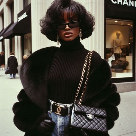 Black Femininity Aesthetic 90s, 90s Aesthetic Black Women, Old Money Aesthetic Black Woman, 90s Photoshoot Black Women, Soft Luxury Aesthetic, Black Women 90s, Rich Black Women, Black Hollywood Glamour, Black Women Aesthetic