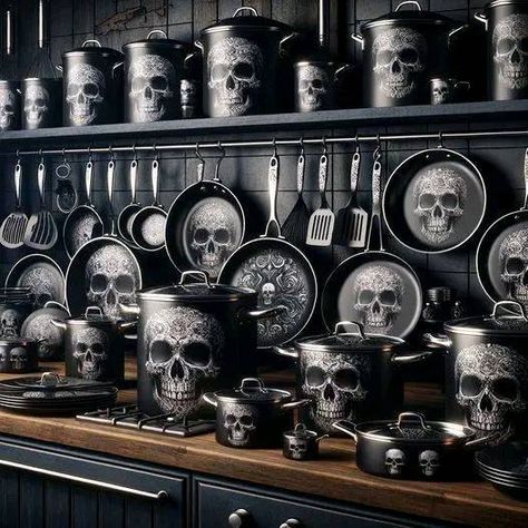 Skull Furniture, Gothic Homes, Build My Own House, Gothic Kitchen, Gothic Decor Bedroom, Gothic Interior, Fantasy Rooms, Gothic Furniture, Garden Ideas Cheap