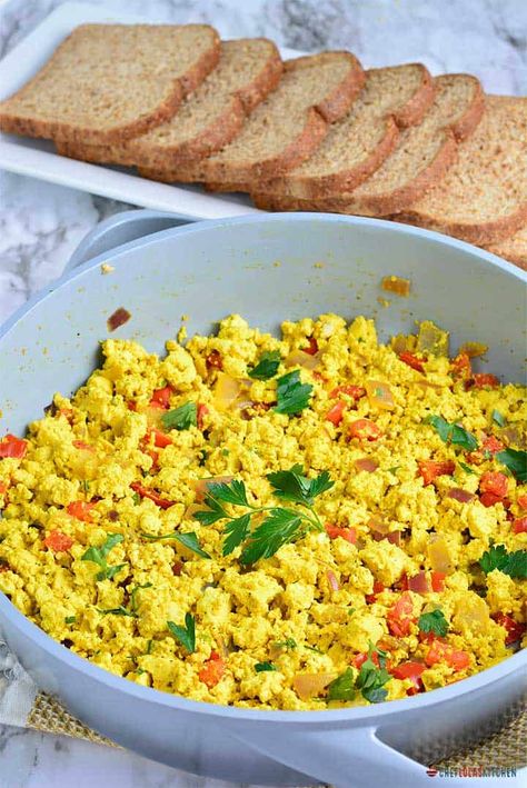 Breakfast Tofu, Ginger Turmeric Tea, Scrambled Tofu Recipe, Turmeric Ginger Tea, Scrambled Tofu, Yum Breakfast, Jollof Rice, Egg Sandwich, Tofu Scramble