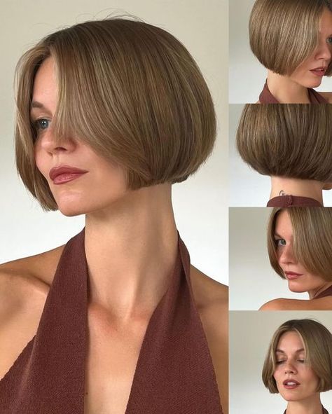 Passion Carré - Bob, pixie and short haircut on Instagram: "@louisa_mazzurana #bobhaircut #brownhair #browngirl #dress #dressmodel #smalltattoo #back #backdress" Super Short Bob, Brunette Short, Very Short Bob, Frosted Hair, Bob Pixie, Looks Country, Short Bob Haircuts, Bob Hair, Hair Color And Cut