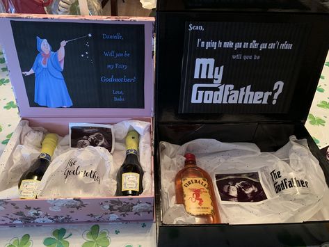 Godfather Asking Ideas, Will You Be The Godparents, Would You Like To Be My Godparents Ideas, Asking People To Be Godparents, Godfather Box Ideas, Asking Friends To Be Godparents, How To Ask Godparents Ideas Diy, Will You Be My Godparents Proposal Diy, Surprise Godparents Ideas