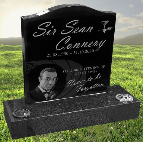 Almost a year since Sir Sean Connery passed. Design your own Memorial on our website..... https://www.forevershining.com.au/design/html5/ #monuments #memorials #forevershining #forevershining #lovedones#lovedones #headstone #plaques #laseretching #cemetery #cemeteryart #remember #tribute #memories #rockinghamcemetery #fremantlecemetery #baldiviscemetery #karrakattacemetery #guildfordcemetery #midlandcemetery #fullmonuments #beautifulmemories #grave #gravestone #007 #jamesbond #seanconnery Famous Tombstones, Grave Monuments, Tombstone Designs, Granite Headstones, Cemetery Monuments, Famous Graves, Cemetery Art, Public Sculpture, Viking History