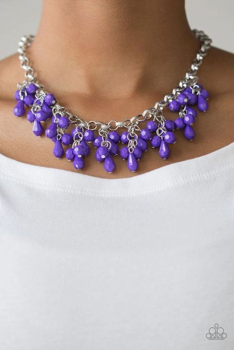 Paparazzi Necklaces, 2024 Jewelry, Crochet Choker, Hanging Necklaces, Purple Beads, Purple Necklace, Box Accessories, Teardrop Beads, Paparazzi Accessories