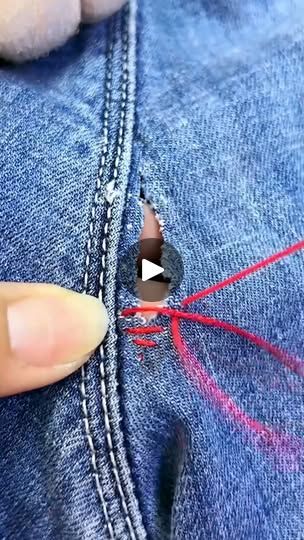 1.7M views · 5K reactions | How to perfectly sew ripped jeans in a few seconds! | How to perfectly sew ripped jeans in a few seconds! | By Bloom | How to perfectly sew ripped
jeans in a few minutes? Giving it a flawless finish. How To Sew Ripped Clothes, How To Fix Ripped Jeans Back Pocket, Sewing Ripped Jeans By Hand, Repairing Ripped Jeans, Fix Ripped Jeans Embroidery, Diy Ripped Jeans Easy, How To Fix Ripped Jeans, Sew Ripped Jeans, Fix Holes In Jeans