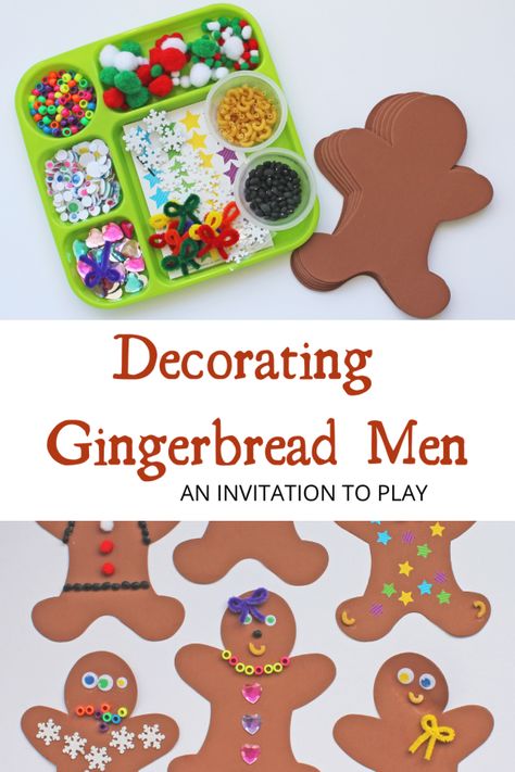 Invitation to Play: Decorating Gingerbread Men Craft Gingerbread Cookie Craft Preschool, Decorating Gingerbread Man, Gingerbread Man Story Props, Decorating Gingerbread Men Crafts, Make Your Own Gingerbread Man, Decorate Gingerbread Men Paper, How To Decorate A Gingerbread Man, Foam Gingerbread Men, Paper Gingerbread Man Decorating Ideas