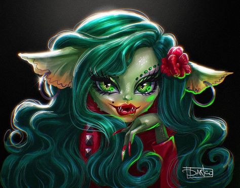 Greta Gremlin Art, Darko Dordevic, Gremlin Art, Greta Gremlin, Gremlins Art, Monster High Fan Art, Monster High Ocs, Monster High Fanart, Lizzie Hearts