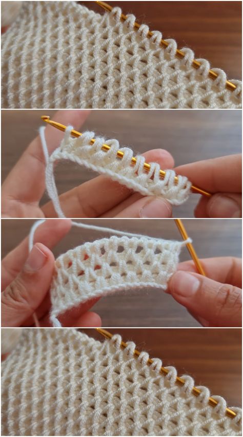 Crochet Blanket Tunisian Stitch – Tutorial Crocheting Blanket, Tunisian Crochet Patterns, Tunisian Crochet Stitches, Crochet Stitches For Blankets, Crochet Blanket Designs, Easy Crochet Stitches, Start Knitting, Scarf Knitting, Stitch Tutorial