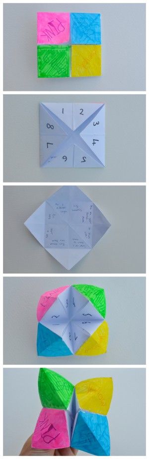 How to make a Chatterbox - and ideas for what to write inside How To Make A Chatterbox Paper, 80s Crafts For Kids, Decades Crafts, Chatterbox Ideas, 80s Crafts, Bunny Origami, Wedding Reception Timeline, 80s Birthday, 80s Decor