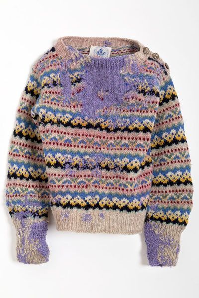 Celia Pym, Hope’s Sweater, 1951, moth eaten sweater and darning, 30 x 40 x 3cm, 2011 Ropa Upcycling, Mending Clothes, Norwegian Sweater, Make Do And Mend, Visible Mending, Knitting Inspiration, Fair Isle, Textile Art, Knitting Crochet