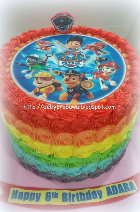 Rainbow Paw Patrol Cake, Cake Paw Patrol, Cake Rainbow, Rainbow Birthday Cake, 5 Birthday, Happy 6th Birthday, Butterfly Cake, Paw Patrol Cake, Patrol Party