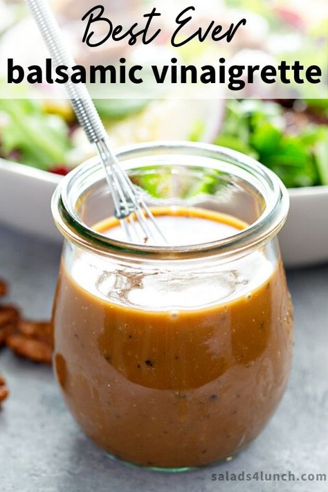 Creamy Balsamic Vinaigrette, Healthy Dressing Recipes, Balsamic Dressing Recipe, Honey Balsamic Dressing, Balsamic Vinaigrette Salad, Salad Dressing Recipes Healthy, Plat Vegan, Balsamic Vinaigrette Dressing, Salad Dressing Recipes Homemade