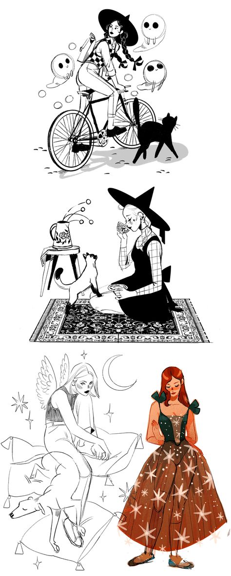 Sibylline Meynet Sketchbook, Sybilline Meynet, Sibylline Art, Exotic Drawing, Female Character Illustration, Witch Reference, Witchy Illustration, Sibylline Meynet, Ipad Sketches