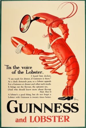 Guinness Vintage Poster, Vintage Guinness Poster, Vintage Drink Poster, Oyster Poster, Guinness Poster, Vintage Lobster, Wine Advertising, Holey Moley, Lobster Art