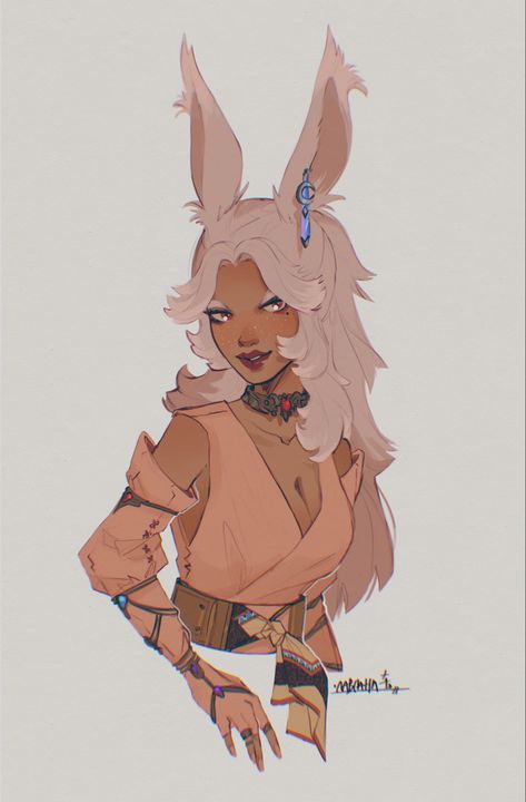 Viera Character Art, Dnd Bunny Oc, Bunny Oc Female, Bunny Hybrid Girl, Bunny Human Hybrid Oc, Bunny Person Character, Human Bunny Hybrid, Bunny Oc Girl, Rabbit Girl Character Design