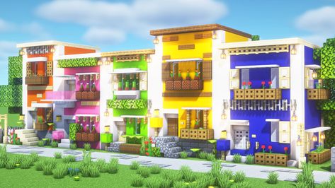 Minecraft Colourful Builds, Minecraft Nightclub, Rainbow Minecraft, Minecraft Build House, Minecraft Bases, Minecraft Base, Rainbow House, Cool Minecraft Creations, Mini Doll House