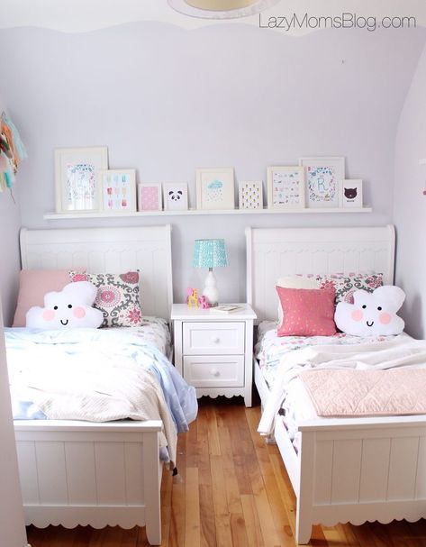 Girls sheared bedroom reveal - Joanna Anastasia Sisters Shared Bedroom, Twin Girl Bedrooms, Room Bedrooms, Shared Girls Bedroom, Girl Cribs, Twin Beds, Shared Bedroom, Twin Bedroom, Shared Bedrooms