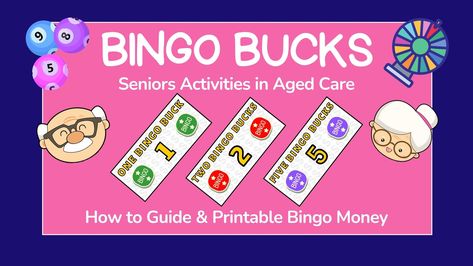 Bingo Bucks for Seniors in Aged Care Bingo Bucks Printable, Bingo Prizes For Seniors, Pool Noodle Hockey, Noodle Hockey, Fun Activities For Seniors, Bingo Prize Ideas, Bingo Ideas, Money Bingo, Elderly Crafts