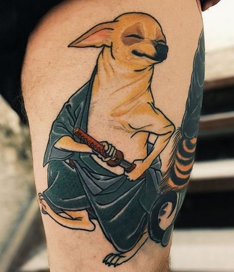 15 Best Tattoo Ideas For Chihuahua Owners | Page 2 of 3 | PetPress Chihuahua Tattoo, Best Tattoo Ideas, Irezumi Tattoos, Tatuaje A Color, Tattoo Cover, Japanese Tattoo Art, Dog Tattoo, Beauty Tattoos, Tattoo Design Drawings