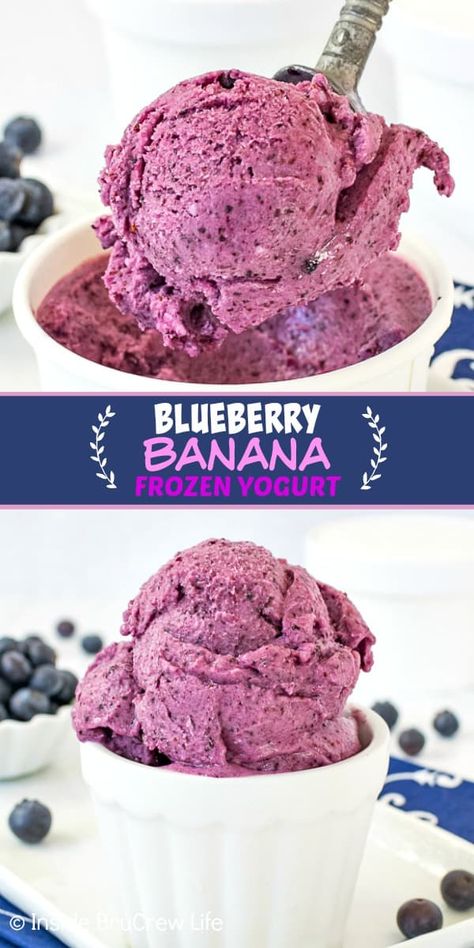 Ww Frozen Yogurt, Making Frozen Yogurt, Healthy Frozen Blueberry Desserts, Yonanas Recipes With Yogurt, Blender Desserts, Banana Frozen Yogurt Recipe, Yonanna Recipes, Creamy Frozen Yogurt, Healthy Frozen Treats