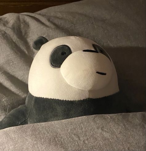 Panda from We Bare Bears in bed Cute Panda Plush, Stuffies Panda, Panda Plushie Aesthetic, Panda Icons Aesthetic, Panda Dp, Panda We Bare Bears, Aesthetic Panda, Panda Pfp, Panda Aesthetic