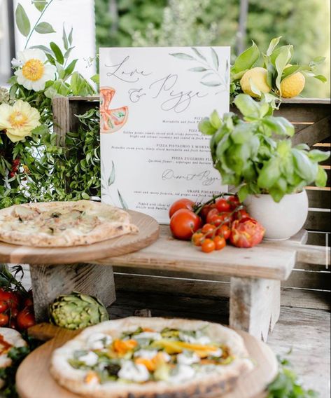 Summer Pizza Party, Wedding Ideas 2024, Rustic Pizza, Italian Bridal Showers, Summer Pizza, Pizza Wedding, Italian Dinner Party, Golden Arrow, Italian Party