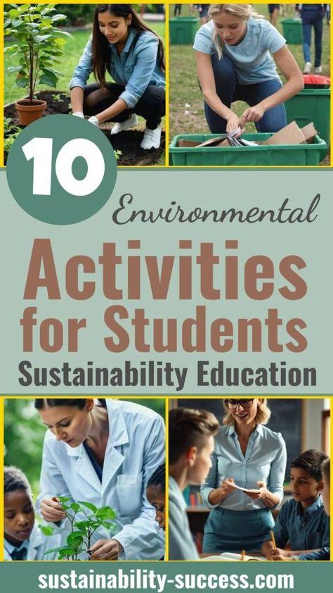 Discover 10 engaging environmental activities for students in 2024, perfect for schools and educators looking to inspire eco-friendly practices. Explore recycling projects, conservation lessons, green technology, sustainable living tips, environmental science experiments, eco clubs, nature crafts, and outdoor education. #EcoFriendly #SustainableLiving #EnvironmentalEducation School Sustainability Projects, Environmental Club Activities, Sustainability Projects School, Sustainability Activities Middle School, Ecology Projects Middle School, Kids Environmental Activities, Ecology Activities High School, Eco Club Activities, Environmental Science Projects