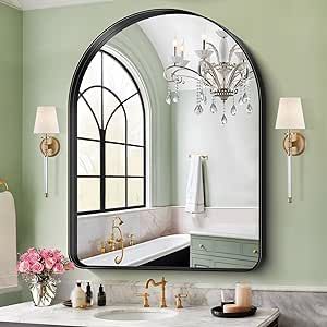 NIMURY Arched Wall Mirror, 36"×48" Bathroom Mirror Black Deep Frame, Large Modern Dresser Mirror Wall Mounted Decor Metal Frame for Bedroom Living Room Entryway Fireplace Mantel Dining Room Rectangular Mirror Living Room, Black Arch Mirror, Arched Wall Mirror, Big Wall Decor, Arched Wall, Mirror Dining Room, Large Dresser, Deep Frame, Mirror Wall Bedroom