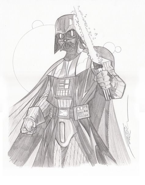 Tom Hodges Vader Darth Vader Ink Drawing, Darth Vader Drawing Sketches, Dark Vader Drawing, How To Draw Darth Vader, Darth Vader Sketch, Lightsaber Drawing, Darth Vader Drawing, Star Wars Cartoon, Drawing Stars