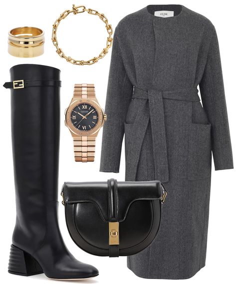 Morning Show Jennifer Aniston Style, Alex Levy, Bold Gold Jewelry, Fendi Boots, How To Have Style, The Morning Show, Black Knee Boots, Jennifer Aniston Style, Winter Chic