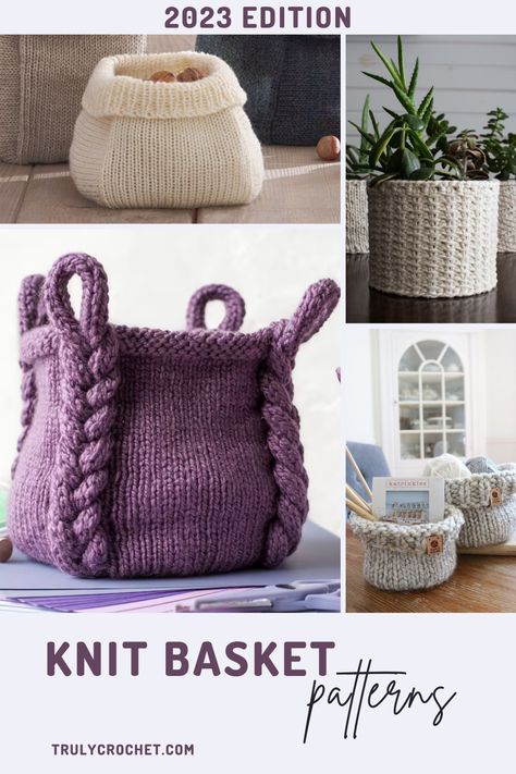 Enhance your home with handcrafted elegance and practicality – explore our collection of 8 modern knit basket patterns – 2023 edition today and embark on a creative journey to stylish organization. These modern designs offer versatile storage solutions for every corner of your home. Whether you’re a seasoned knitter or just starting out, this collection will have something for everyone and these knit baskets are perfect for organizing and beautifying any space. Knitted Storage Baskets Free Pattern, Knitting For The Home, Knitting Project For Beginners, Popular Knitting Projects, Knit Basket Free Pattern, Knit Basket Pattern Free, Knitted Basket Free Pattern, Knit Basket Pattern, Fun Knitting Projects