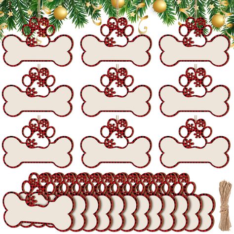 PRICES MAY VARY. Christmas Ornaments: personalized dog gifts are lined with Christmas theme, adopt the shape of a dog bone and paw print, decorated with snowflakes, which look lovely and creative, the natural wood color and the delicate color make them classic and charming pieces that will add warmth to your home, complete with twine for hanging on your pet or for decorating your home Enjoy the DIY Fun: dog bone ornaments bulk are blank in the middle, you can write or draw on them, or write your Dog Bone Ornaments, Paw Print Ornament, Tree Home Decor, Personalized Dog Gift, Holiday Tree Decorations, Tree Home, Wooden Dog, Christmas Material, Christmas Jars