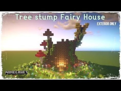 Minecraft Speed build : Tree Stump Fairy House - YouTube Minecraft Tree Stump House, Tree Stump Minecraft, Minecraft Tree Stump, Fairy Tree Stump, Tree Stump Fairy House, Stump Fairy House, Tree Stump House, Stump House, Minecraft Tree