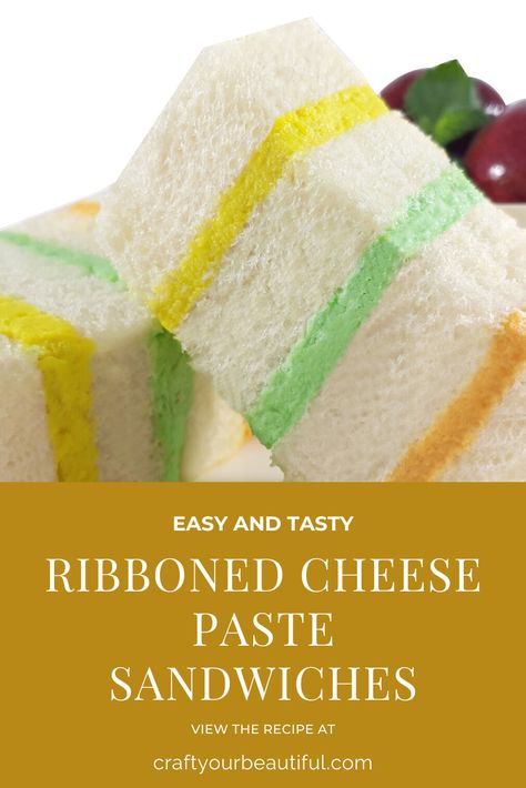 Ribbon Sandwiches Recipes, Cheese Paste For Sandwiches, Cheese Paste, Cheese Pasta Recipes, Cheese Sandwich Recipes, Party Sandwiches, Creamy Cheese, Cheese Pasta, How To Make Ribbon