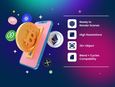 Cryptocurrency 3D Illustration Pack 3d Crypto Illustration, Crypto Ads Design, Crypto Design Poster, Web3 Designs, Cryptocurrency Illustration, Crypto Illustration, Lighting And Shading, Crypto Design, Best Ui Design