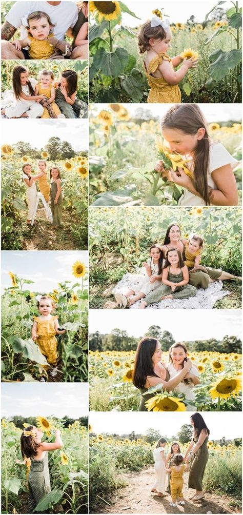 Family Pictures in the Sunflowers | Sussex County Sunflower Maze | reneeash.com Sunflower Field Family Photoshoot Outfits, Outfit Ideas For Sunflower Photos, Family Sunflower Photos, Sunflower Picture Poses, Family Photos With Sunflowers, Family Photoshoot Sunflower Field, Sunflower Minis Photography, Sunflower Field Pictures Family, Sunflower Mini Session Family