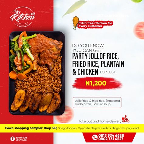 Kitchen Flyer Design, Cooking Flyer Design, Ewa Agoyin, Food Flyer Design, Rice Meat, Content Development, Advert Design, Confectionery Design, Work Graphic