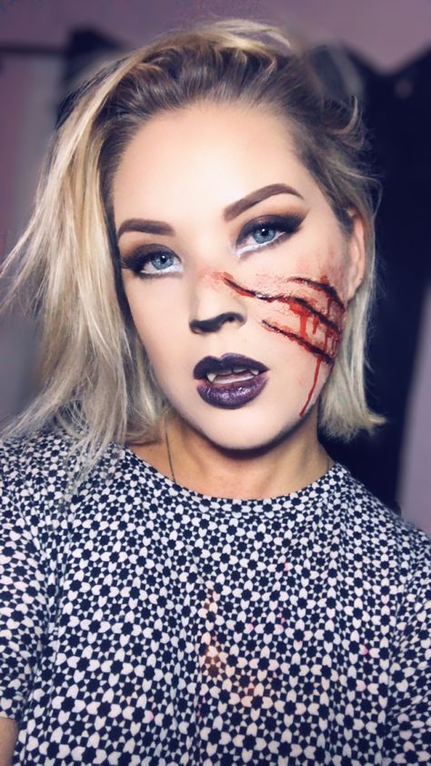 Claw marks special fx Claw Mark Makeup Halloween, Halloween Special Fx Makeup Easy, Claw Mark Makeup, Zombie Wounds Makeup, Claw Marks Makeup, Carnaval Inspo, Halloween Face Paint Designs, Werewolf Makeup, Easy Halloween Face Painting