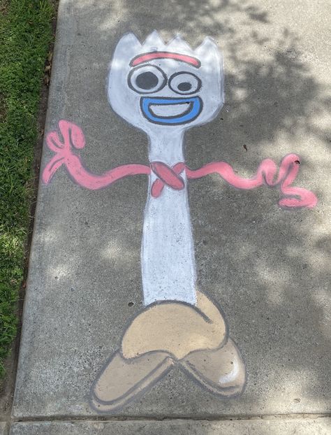 Chalk Art Cartoon Characters, Inside Out Chalk Art, Cool Sidewalk Chalk Art Easy, Chalk Disney Art, Chalk Cartoon Drawings, Easy Sidewalk Chalk Art Ideas Disney, Easy Chalk Ideas Sidewalk, Sidewalk Chalk Art Disney, Toy Story Chalk Art