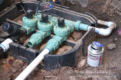 How to Install a Sprinkler System: Part 2 - Simple Practical Beautiful Sprinkler System Design, In Ground Sprinkler System, Sprinkler System Diy, Irrigation System Diy, Sprinkler Valve, Lawn Sprinkler System, Irrigation Valve, Sprinkler Repair, Garden Watering System