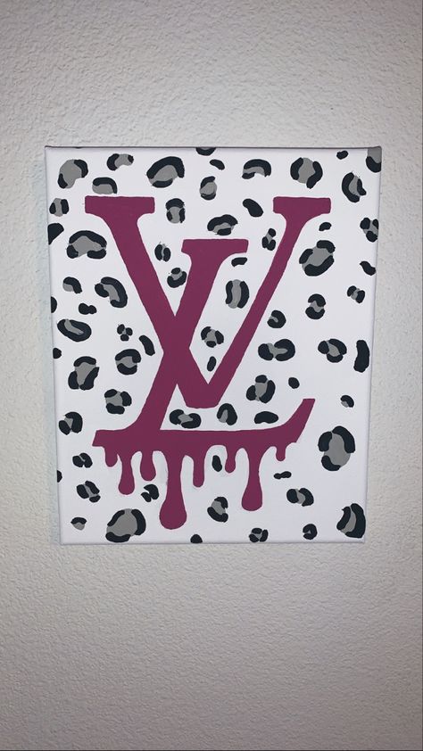 Leopard Canvas Painting, Cheetah Print Painting, Louis Vuitton Painting, Trendy Painting Ideas On Canvas, Boujee Paintings, Dripping Paint Art, Dorm Art, Arte Van Gogh, Hippie Painting