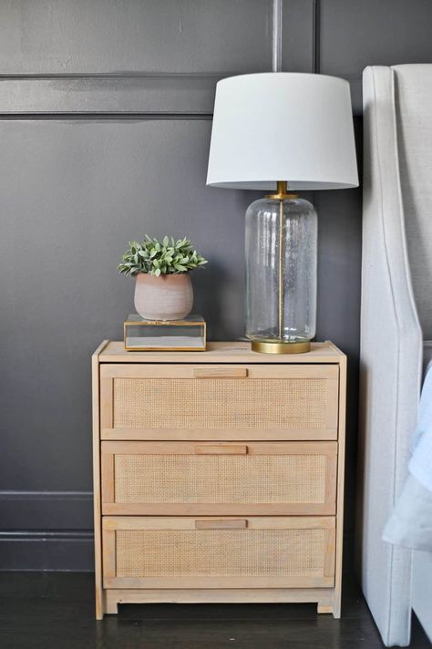 Nightstand Ikea, Ikea Rast Makeover, Cane Dresser, Cane Nightstand, Bedroom Schemes, Ikea Rast Dresser, Ikea Nightstand, Dresser Makeovers, Ikea Rast Hack