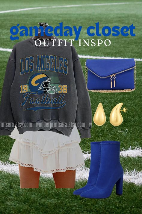 Rams Gameday Outfit Inspo Nfl Fashion, Gameday Outfit, Los Angeles Rams, Ram, Nfl, Angeles, Socks, Skirt, Outfit Inspo