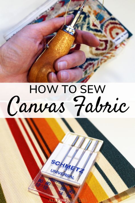 With just a few little tips and tweaks, you’ll be making canvas bags, home decor, and more with this durable, versatile fabric! Since the fabric can be so thick, sewists are often intimidated to even start on a canvas project. Can a basic sewing machine even handle it? What kind of needle and thread do you need to use? Basic Sewing Machine Projects, How To Sew Canvas, What Needle To Use For Different Fabrics, Beginner Sewing Machine Projects, Begginer Sewing Projects, Hand Sewing Needles Guide, How To Change Needle On Sewing Machine, Sewing Canvas, Preparing Fabric For Quilting