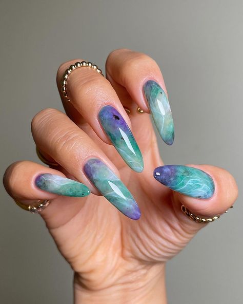 Marble Nail Design, Nails Abstract, Nailart Ideas, Cruise Nails, Nails Marble, Shellac Colors, Animal Nail Art, Turquoise Nails, Salon Nails